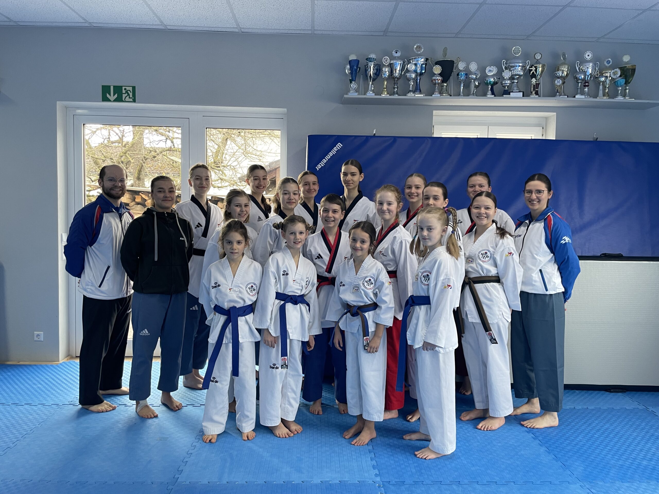 Gruppentraining im Taekwondo Dojo der Sportschule Sonner.